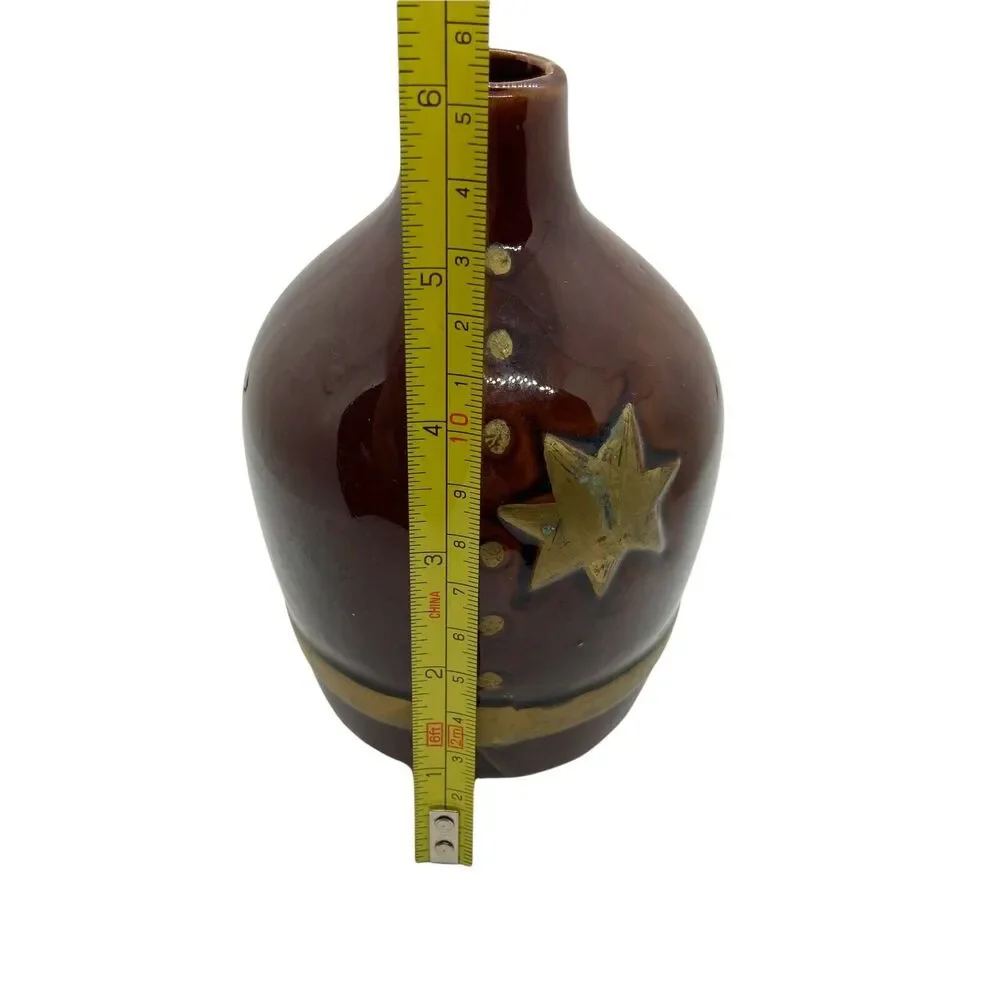 Potbelly Police Bobby Little Vase Vintage Norcrest Brown Tan Ceramic 6" - Picture 8 of 9